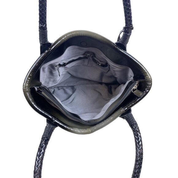 Elliot Lucca Women’s Black Shoulder Bag Braided Handles Magnetic Closure Sz M - Picture 8 of 14